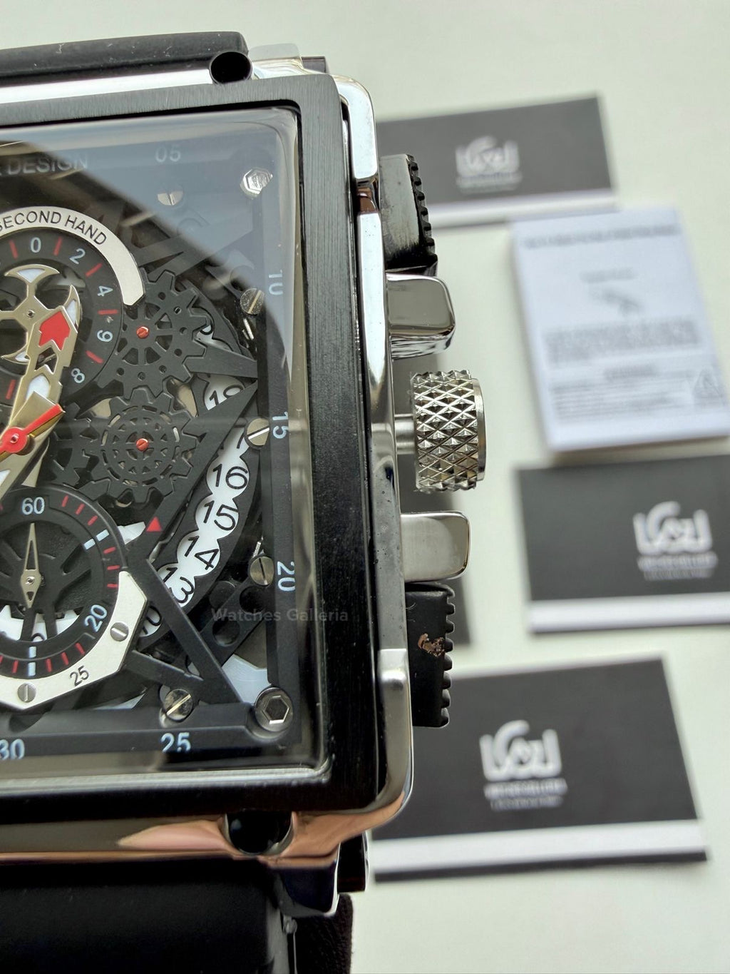 Lige Watch LG8935 Square Chronograph (Silver/Black) Lige Watch Pakistan