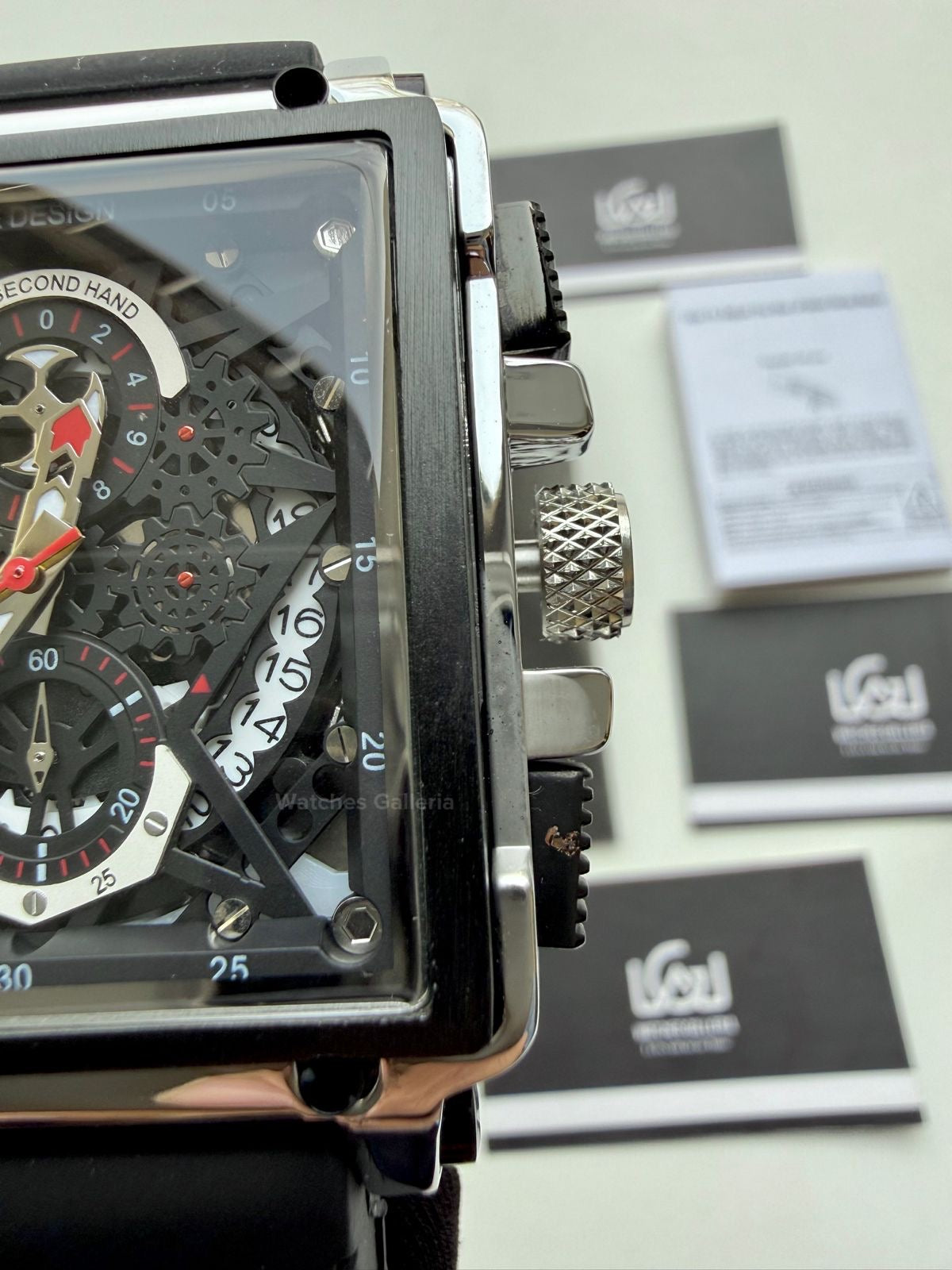 Lige Watch LG8935 Square Chronograph (Silver/Black) Lige Watch Pakistan