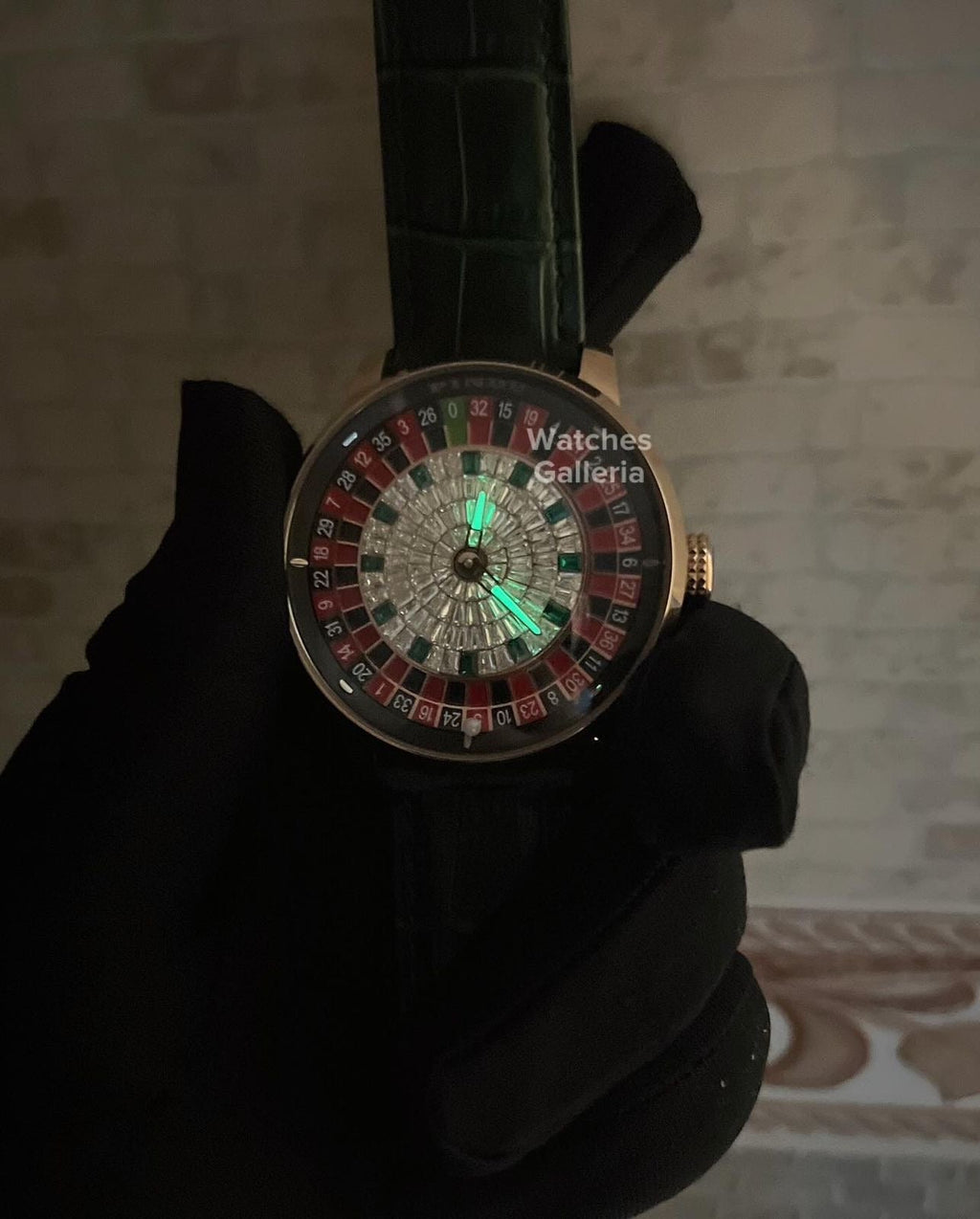 Pindu Design Casino Roulette Automatic Watch (Baguette Cut Diamonds Dial) P6617 Watches Galleria