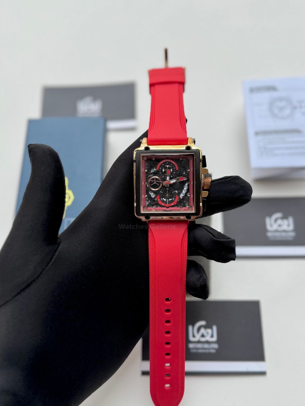 Lige Watch LG8935 Square Chronograph (Red) Lige Watch Pakistan