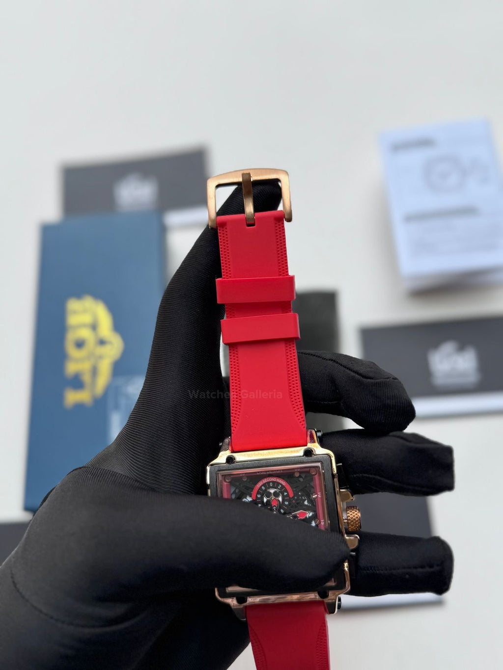 Lige Watch LG8935 Square Chronograph (Red) Lige Watch Pakistan