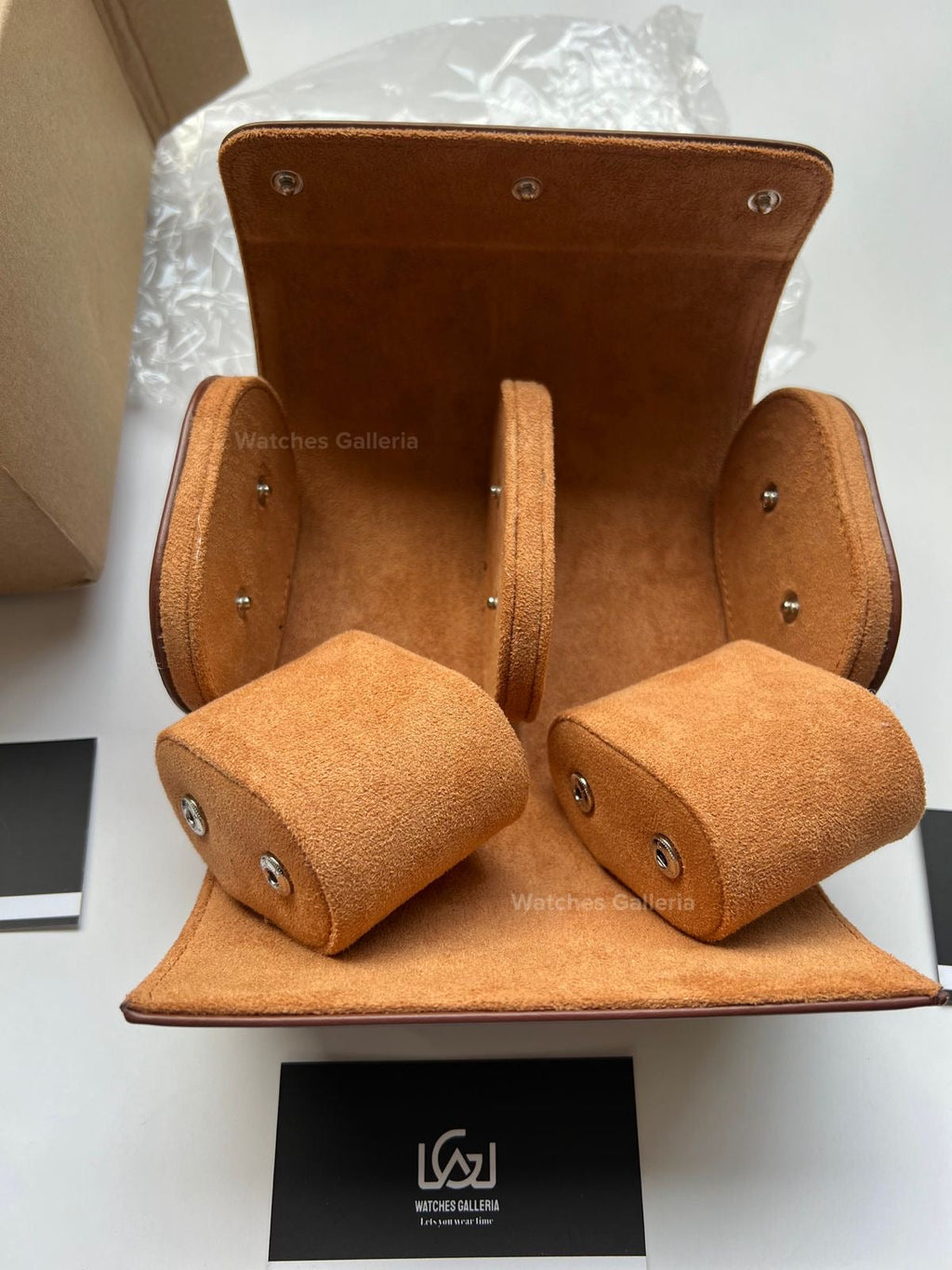 Watch Travel Box Roll 2 Slots (Brown) Watches Galleria