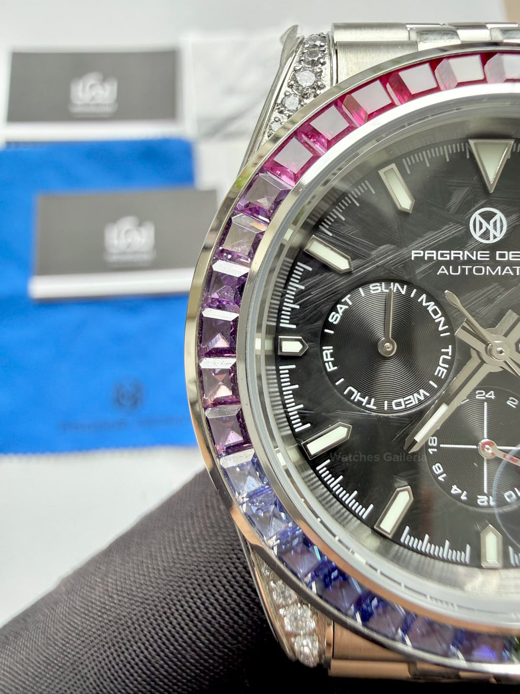 Pagani Design PG1666 Daytona Rainbow Limited Edition Black Automatic Chronograph Watch | 40mm Sapphire Crystal | HZ2196G Movement | 100M Water Resistant