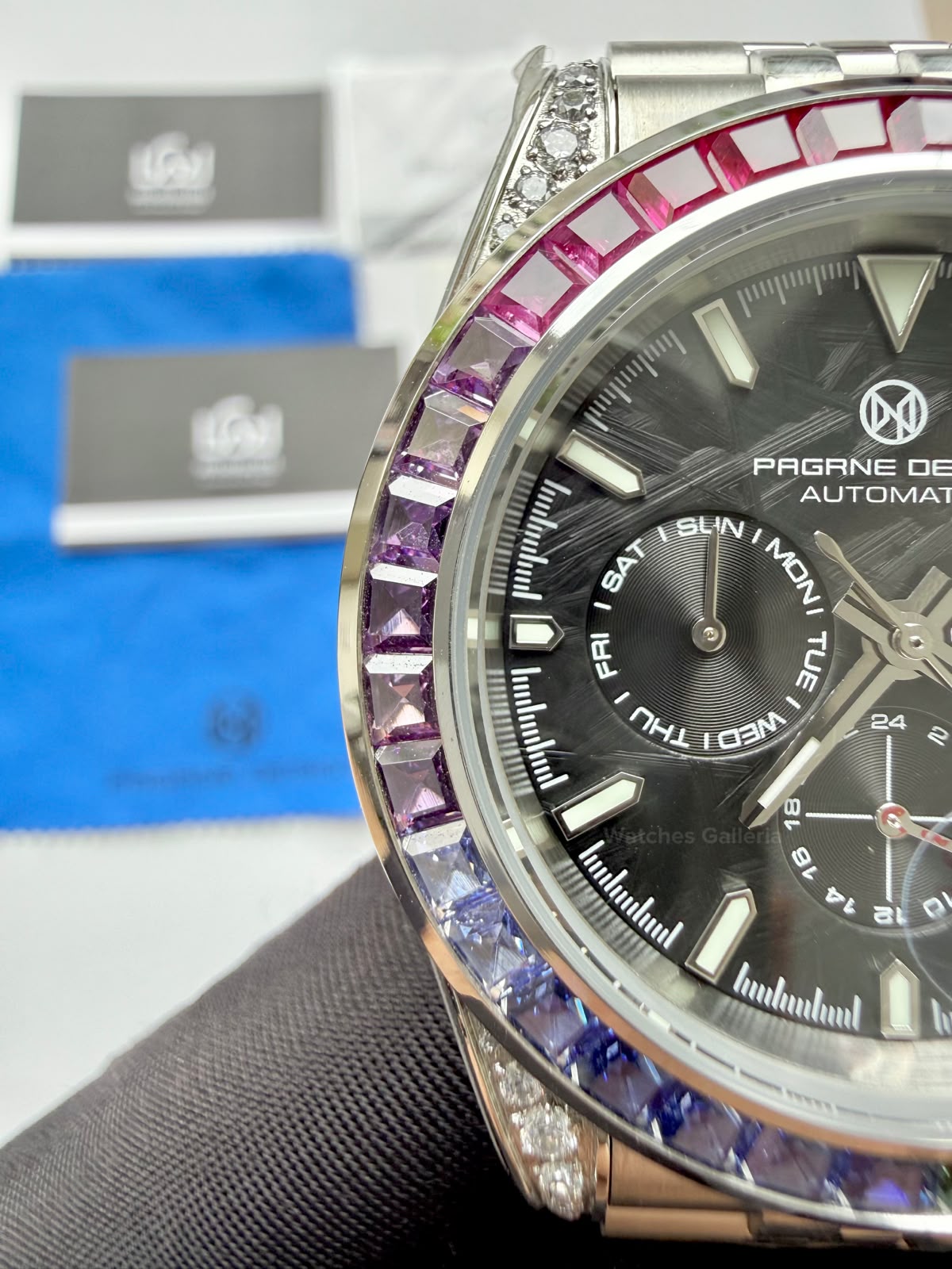 Pagani Design PG1666 Daytona Rainbow Limited Edition Black Automatic Chronograph Watch | 40mm Sapphire Crystal | HZ2196G Movement | 100M Water Resistant