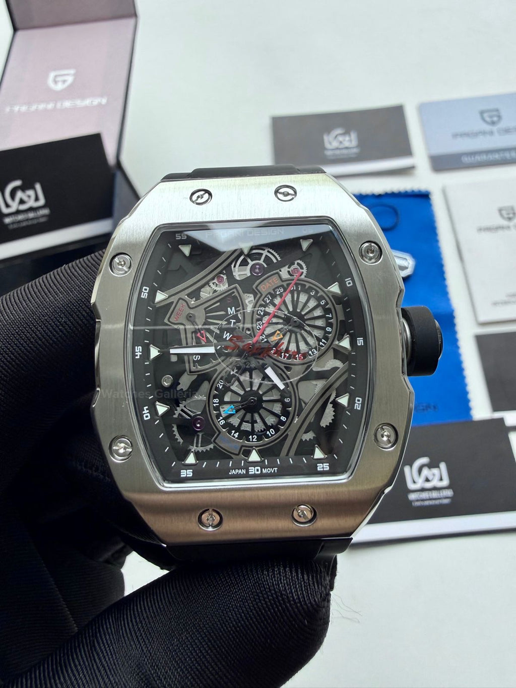 Pagani Design Tonneau Calendar Quartz PDys012 (Black) Pagani Design in Pakistan