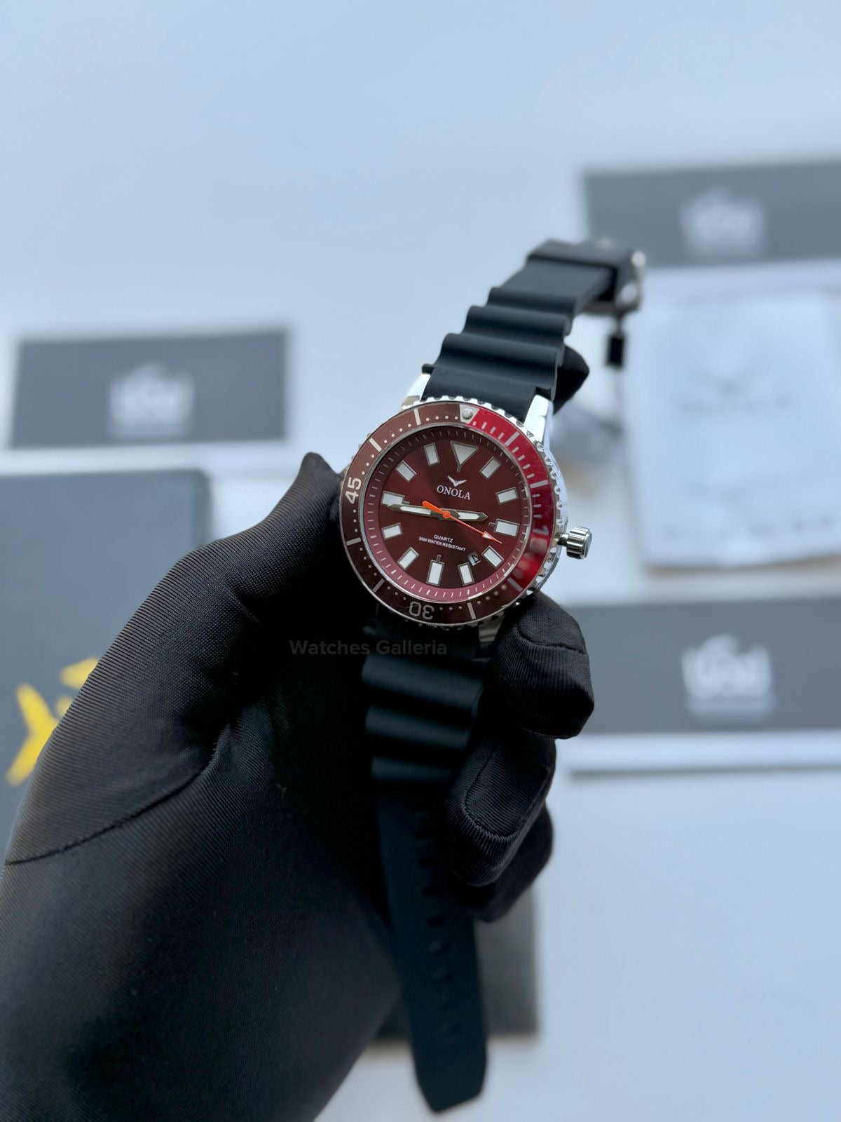 Onola 3850 Sports Diving Style Quartz (Red) Onola Pakistan