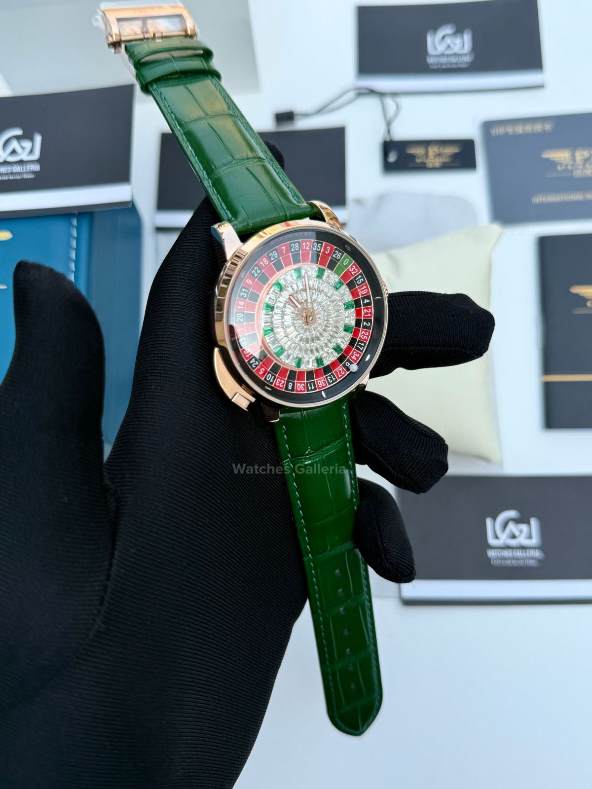 Pindu Design Casino Roulette Button Edition Automatic (Baguette Cut Diamonds) P6628 Watches Galleria