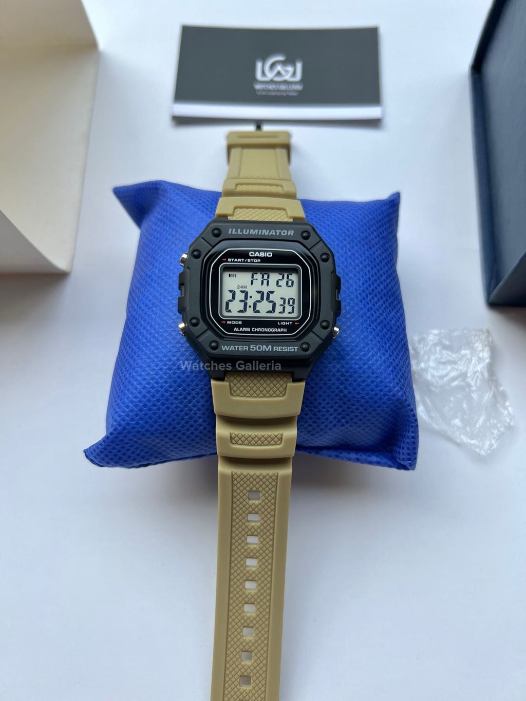 Casio Sports Digital Watch Khaki Exclusive (White Display) W218H Watches Galleria