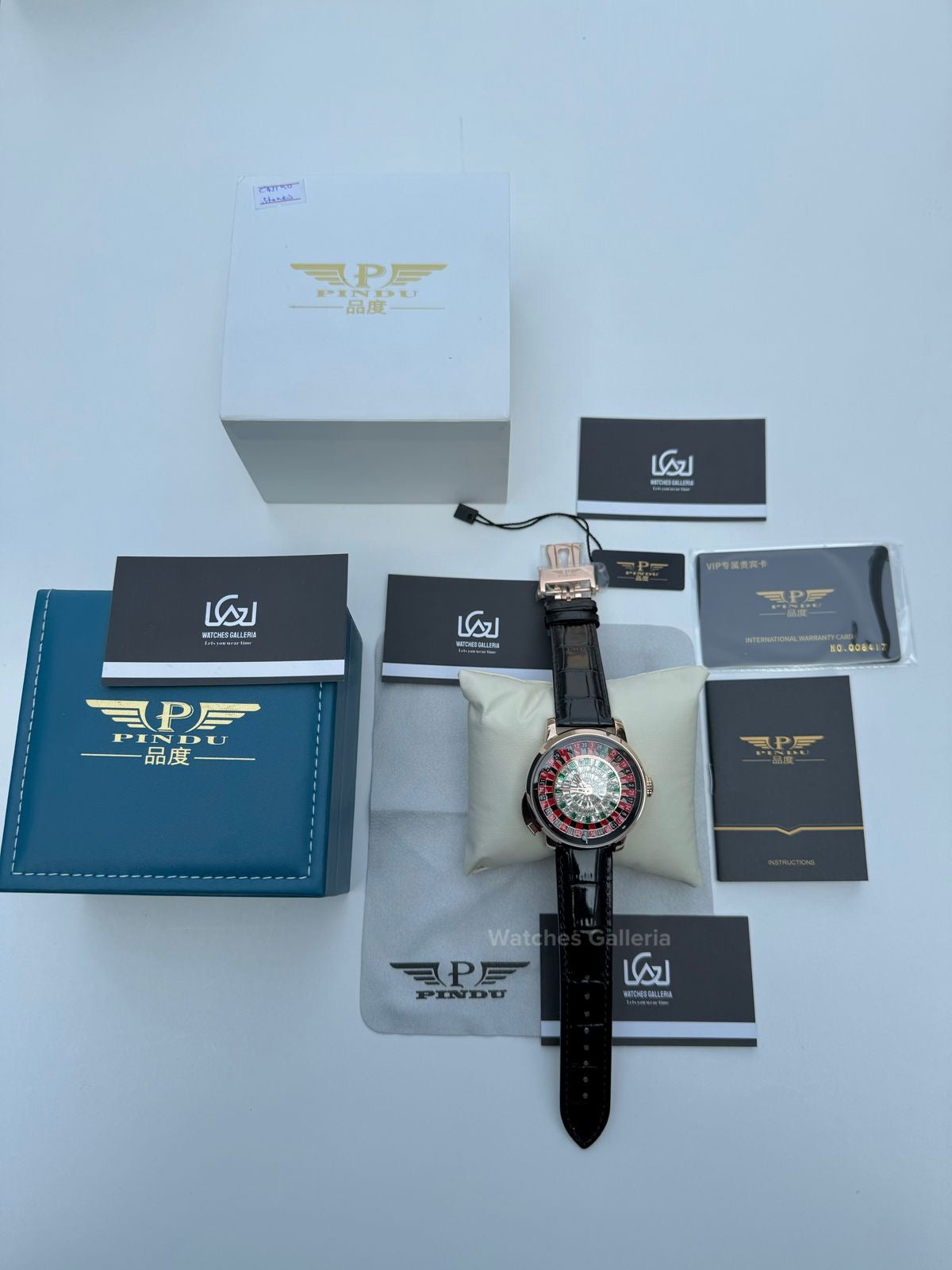 Pindu Design Casino Roulette Button Edition Automatic (Baguette Cut Diamonds) P6628 Watches Galleria