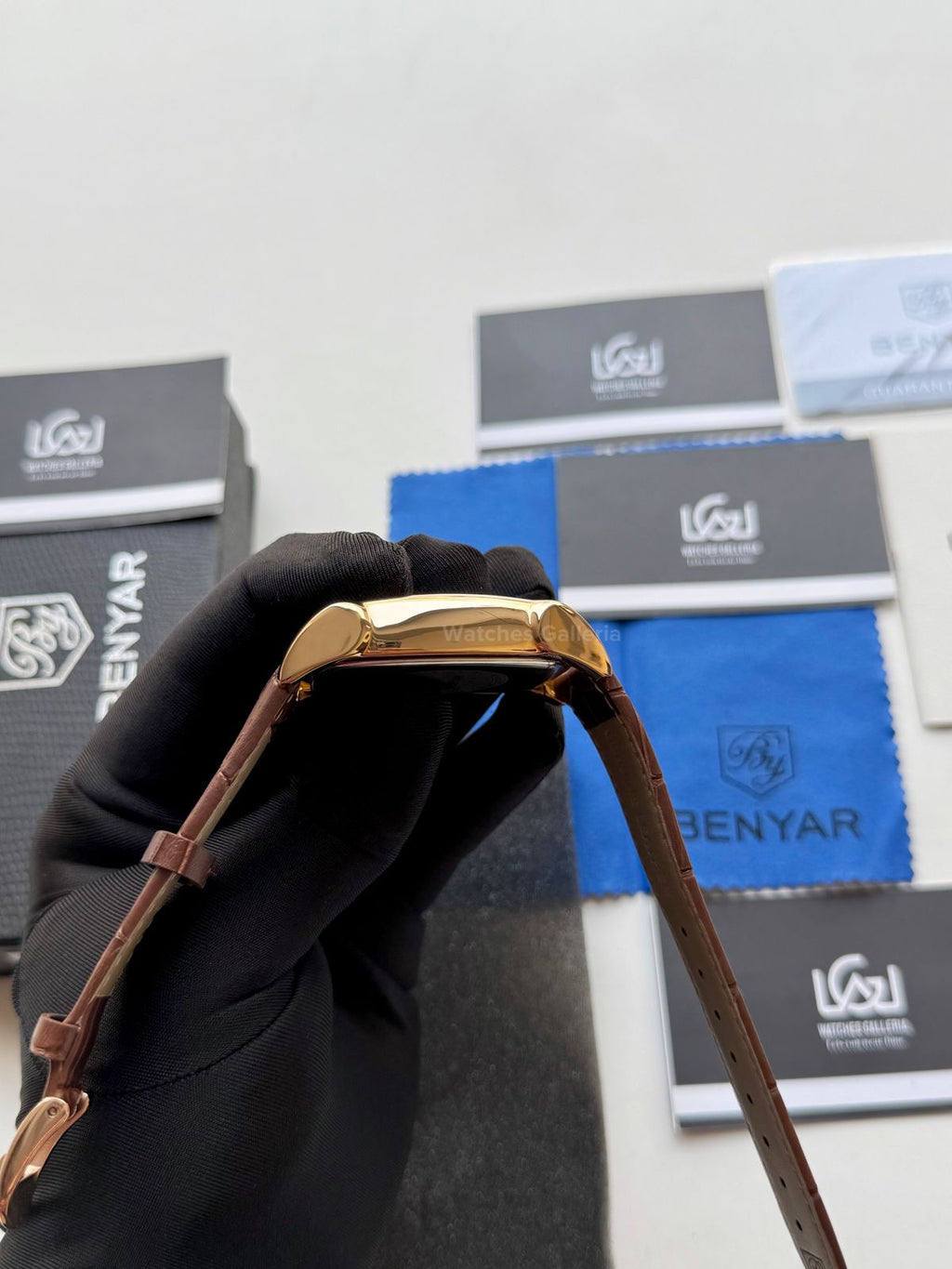 Benyar BY5113 Square Chronograph (Brown/White Rose Gold) Benyar Watch Pakistan