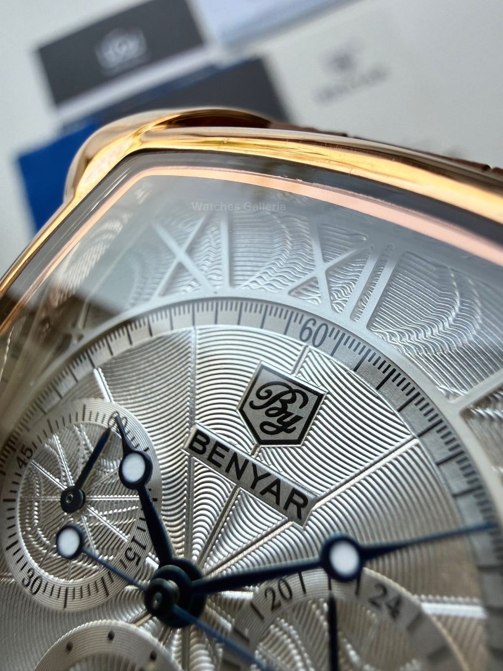 Benyar BY5113 Square Chronograph (Brown/White Rose Gold) Benyar Watch Pakistan