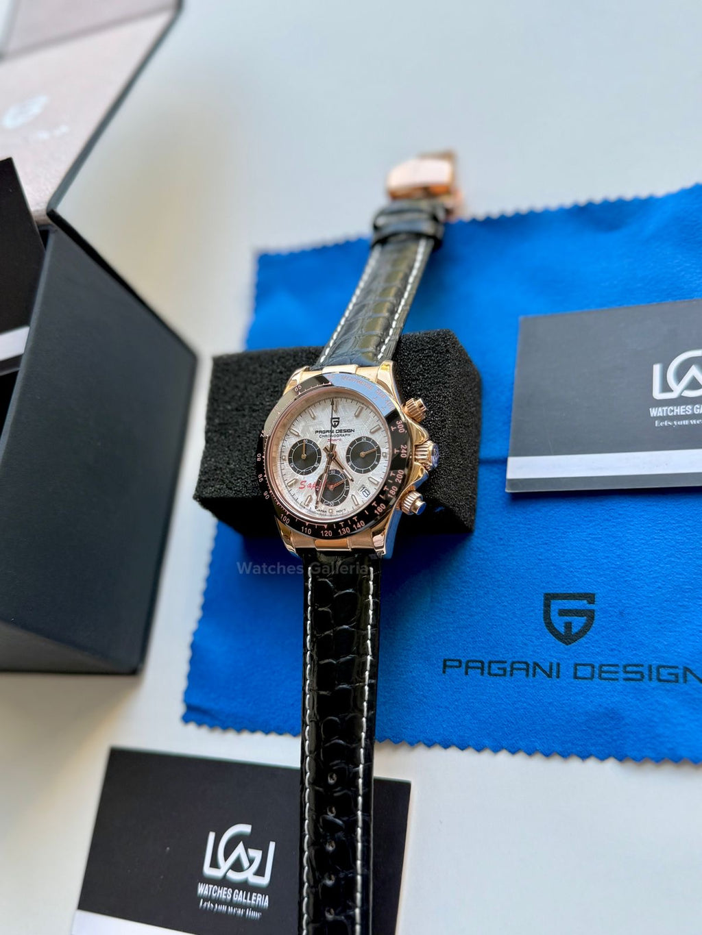 Pagani Design Daytona Quartz PD1664 Crocodile Leather Strap (Rose Gold Metorite) Pagani Design in Pakistan