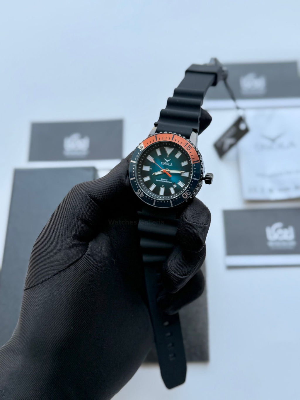 Onola 3850 Sports Diving Style Quartz (Black/Orange) Onola Pakistan