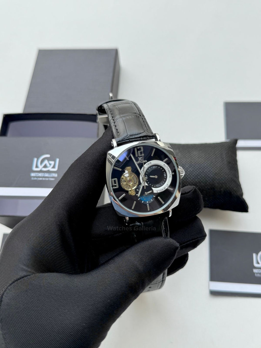 Aokulasic Watch AOKU0001 Moonphase Flywheel (Black Silver) Aokulasic Watch in Pakistan