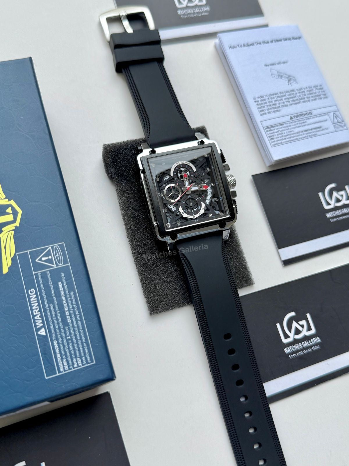 Lige Watch LG8935 Square Chronograph (Silver/Black) Lige Watch Pakistan