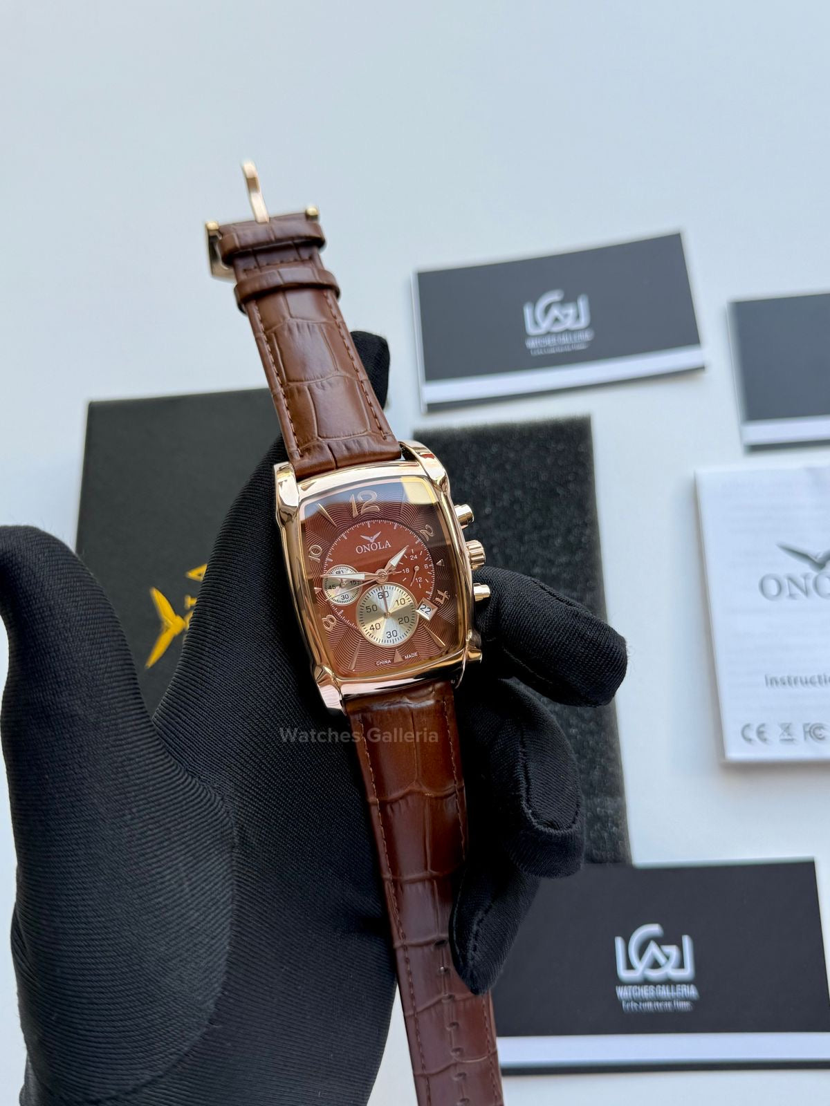 Onola Square Chronograph Quartz (Brown) ON6818 Watches Galleria