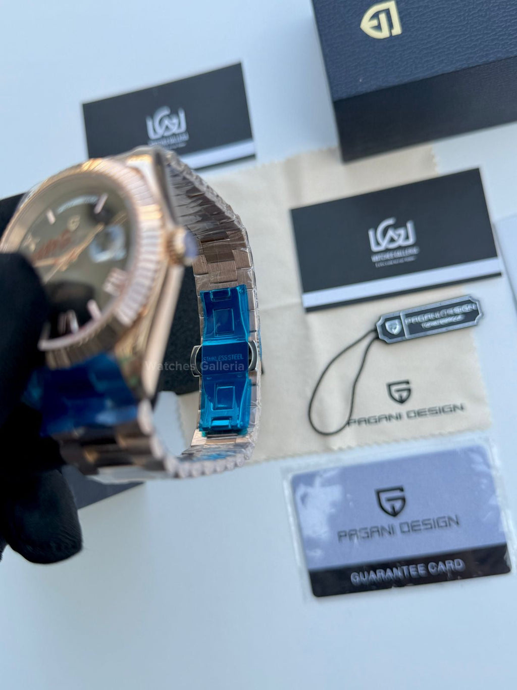 Pagani Design Date Day Automatic (Rose Gold w/ Slate Ombre Dial) PD1783 Watches Galleria