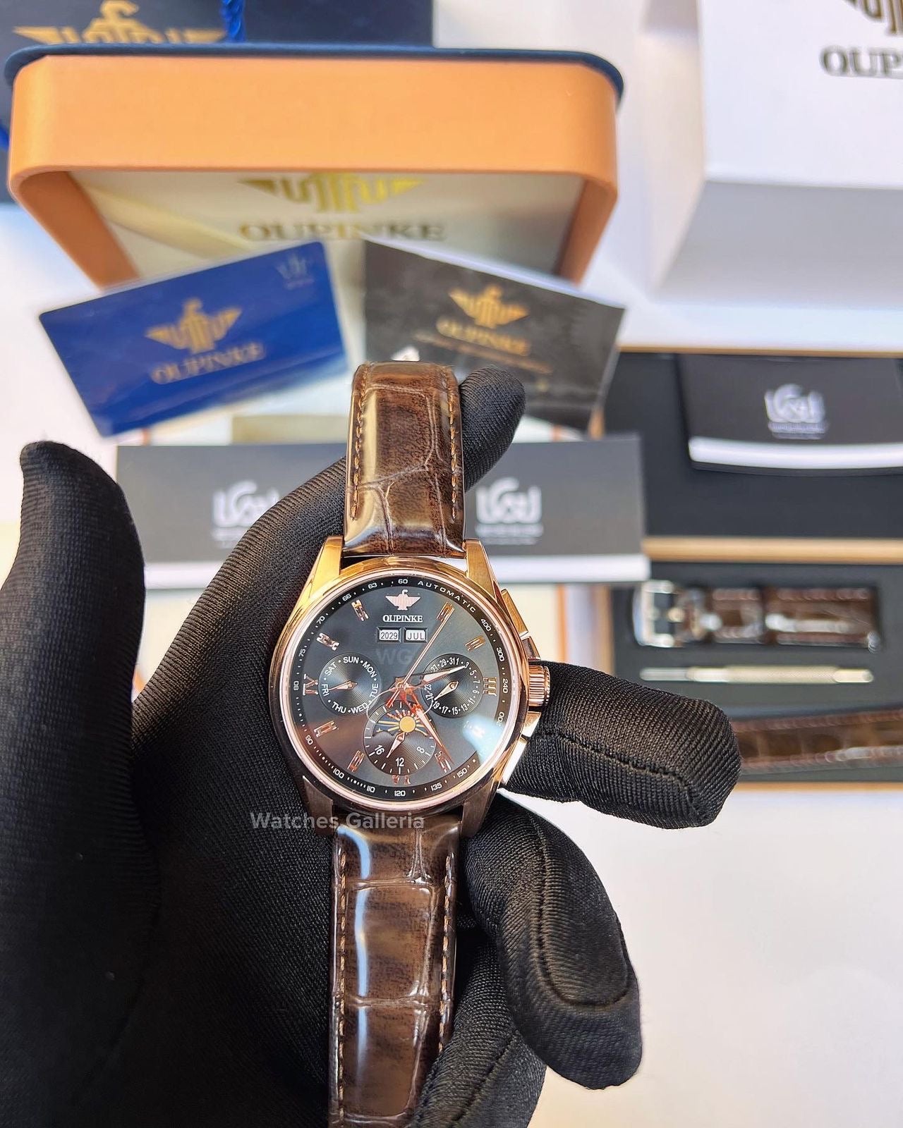 Oupinke Calendar Moonphase Automatic (Brown) 3189