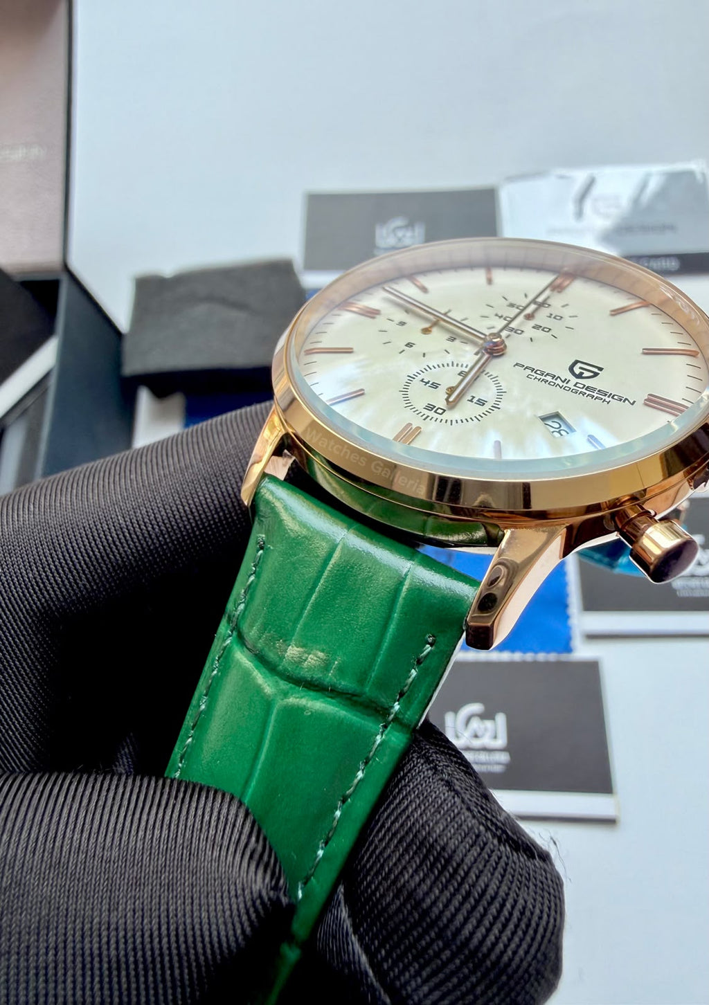Pagani Design PD2720K | Green Rose Gold White | Flight Chronograph Limited Edition Blue Rose Gold White Quartz Watch