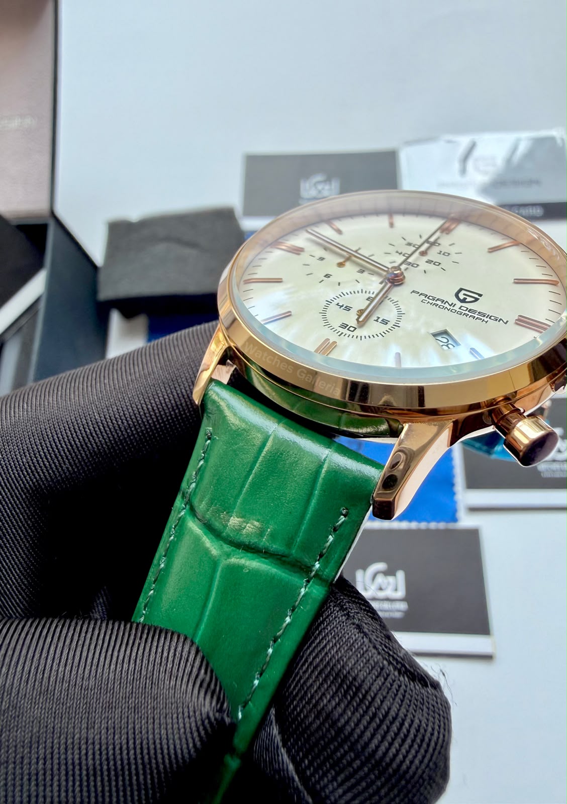 Pagani Design PD2720K | Green Rose Gold White | Flight Chronograph Limited Edition Blue Rose Gold White Quartz Watch