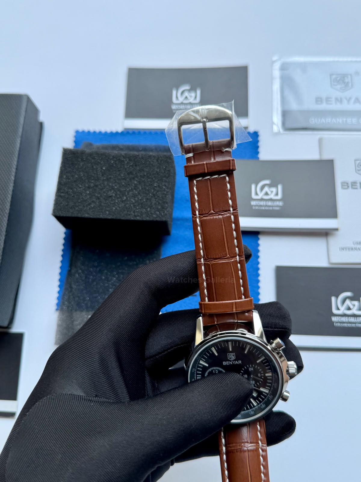 Benyar BY5213 Brown Men’s Luxury Quartz Leather Strap Watch – Waterproof Stainless Steel Analog Wrist Watch with Luminous Hands | Original Benyar Pakistan | Watches Galleria