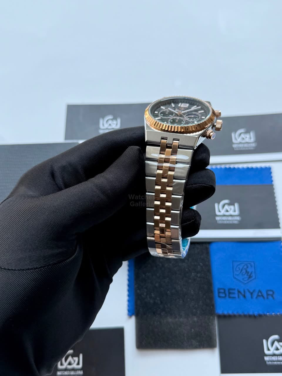 Benyar BY5225 Land Dweller Chronograph Black-Rose Gold Dial Luxury Men’s Watch in Pakistan – Japanese Quartz Stainless Steel Watch