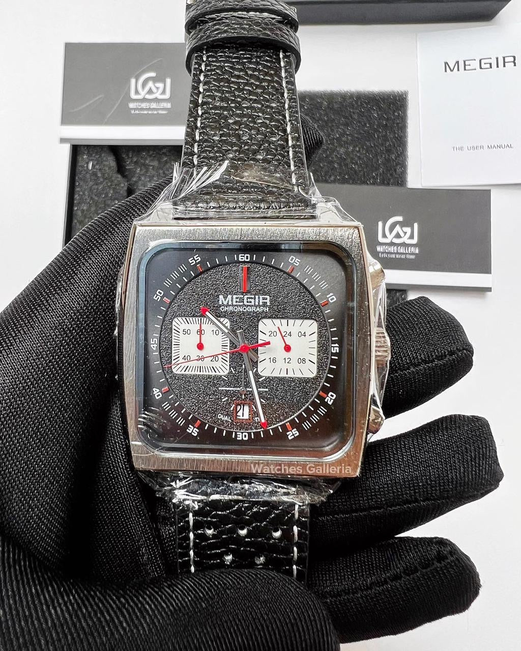 Megir Monaco Chronograph Quartz (Black) ML2182