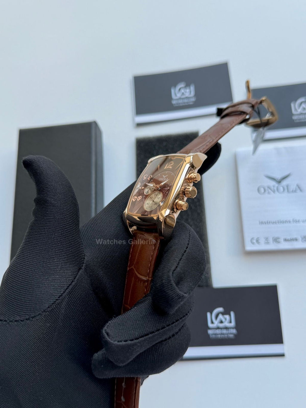 Onola Square Chronograph Quartz (Brown) ON6818 Watches Galleria