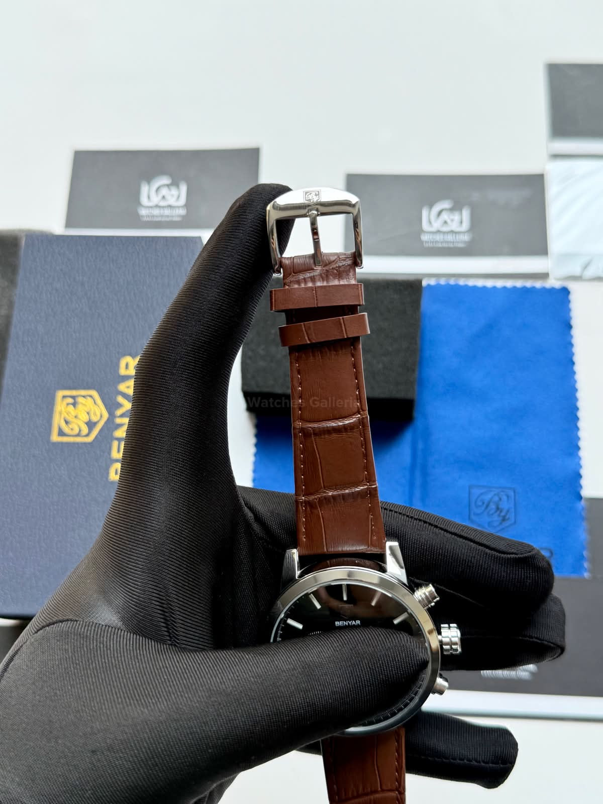 Benyar BY5104LE Classic Calendar Limited Edition Brown Black Chronograph Men’s Watch | Leather Strap | Quartz Movement | 30M Water Resistant