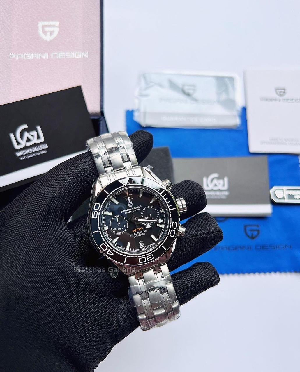 Pagani Design SeaMaster Planet Ocean Chronograph Quartz (Black) PD1711