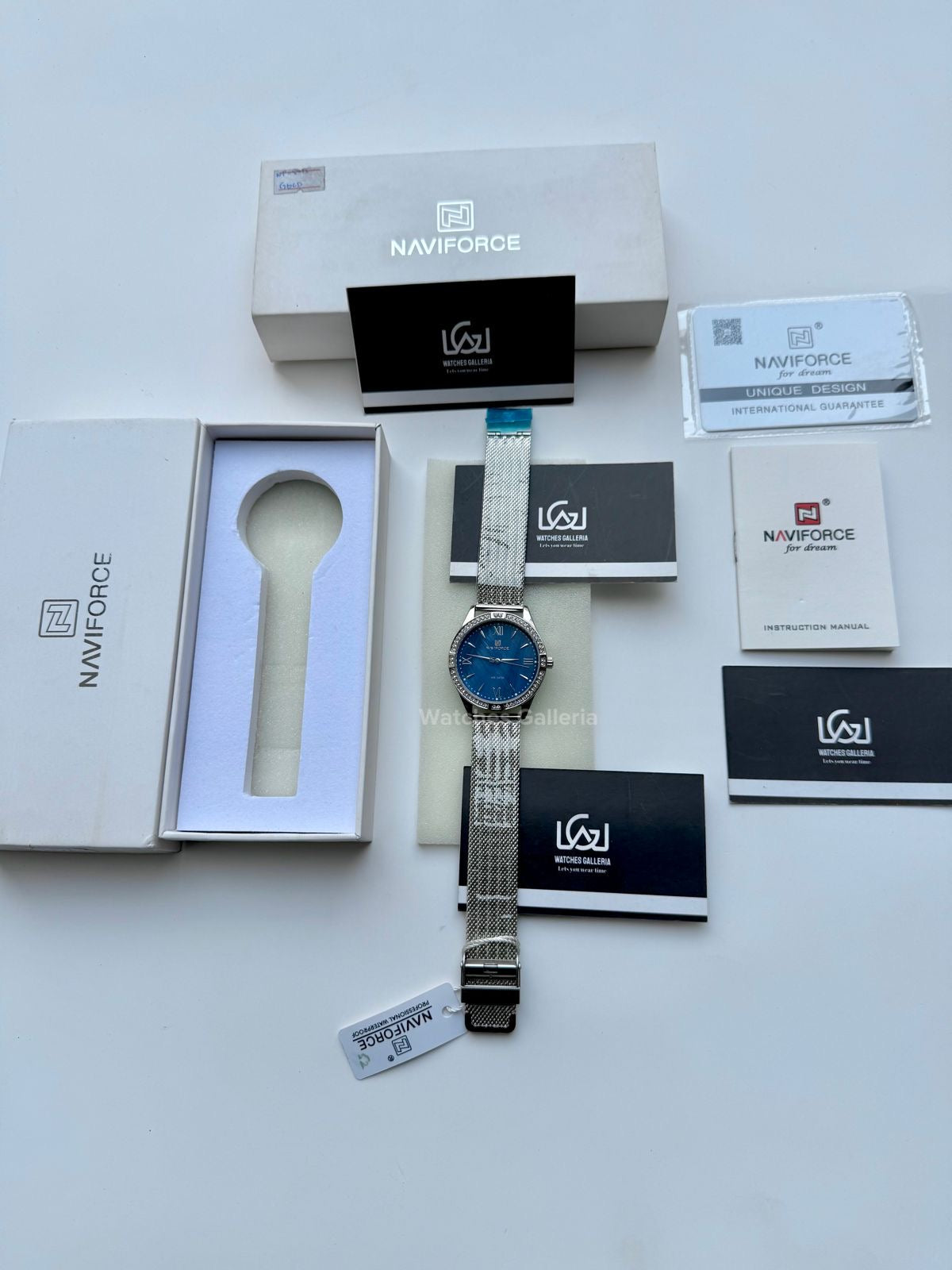 Naviforce NF5028 Blue Classic Stones Quartz Watch (Unisex) Naviforce Watch Pakistan