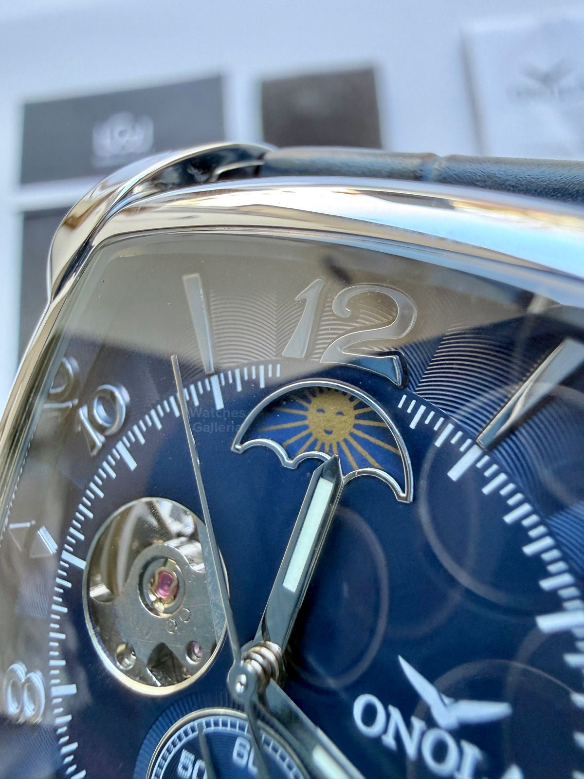 Onola 6848 Square Moonphase Open heart Automatic (Blue) Onola Watch in Pakistan