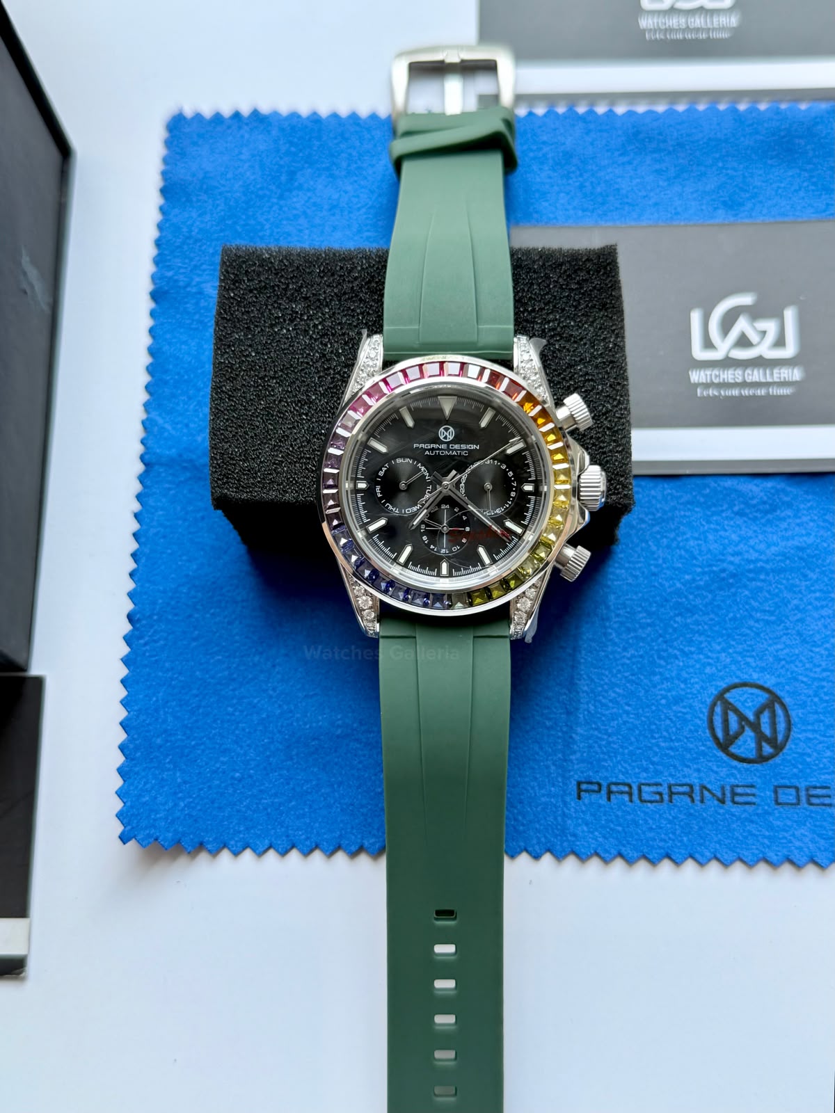 Pagani Design PG1666 Daytona Rainbow Limited Edition Black Automatic Chronograph Watch | 40mm Sapphire Crystal | HZ2196G Movement | 100M Water Resistant