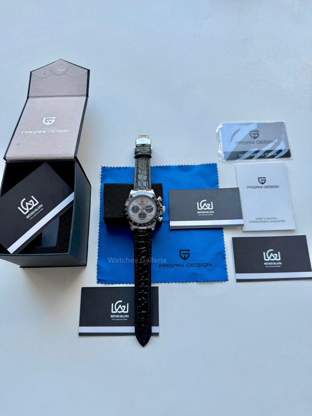 Pagani Design Daytona Quartz PD1664 Crocodile Leather Strap (Silver) Pagani Design in Pakistan