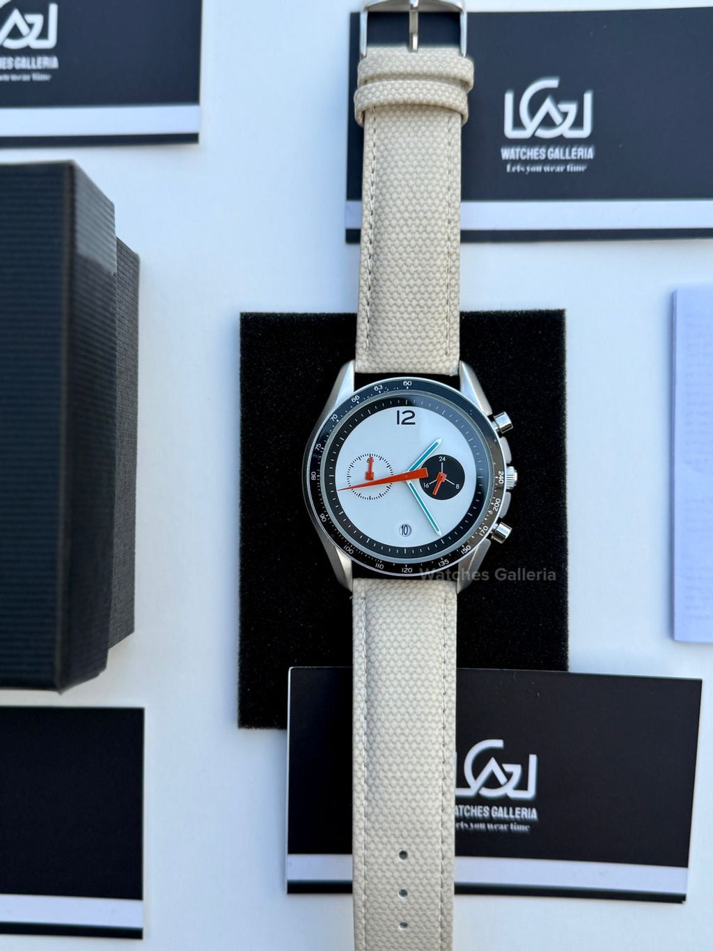 Ciloa Chronograph Leather Quartz (White) ciloa507 Watches Galleria