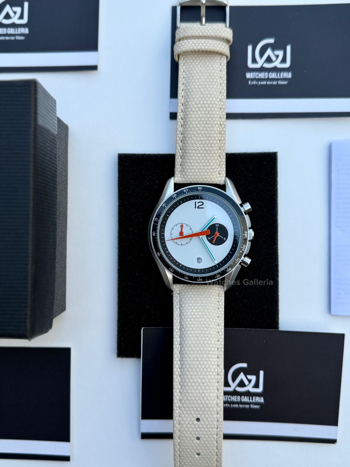 Ciloa Chronograph Leather Quartz (White) ciloa507 Watches Galleria