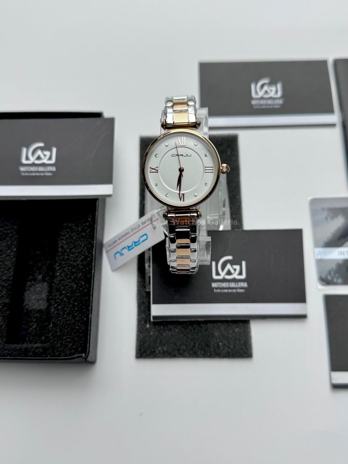 Crrju 2178 Ladies Watch Quartz (White/Rose Gold) CRRJU Watch Pakistan