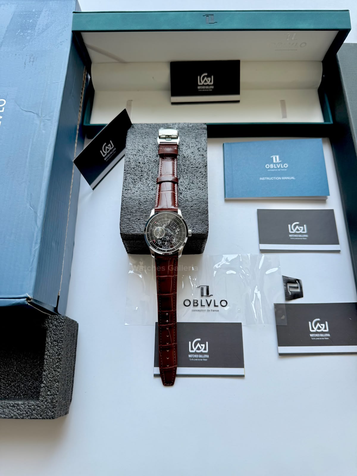 OBLVLO GC (Brown Silver Black) Grand Complications Celestial Automatic Watch Brown & Black Dial with Rose Gold Details, Moving Constellation & Earth Display – OBLVLOGC | Oblvlo
