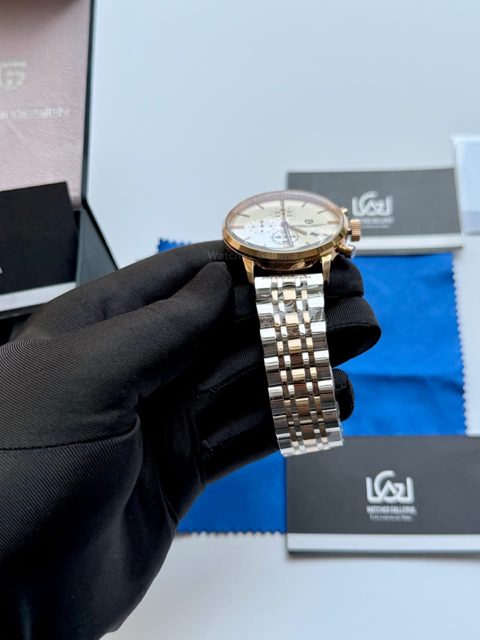 Pagani Design PD2720K Flight Chronograph Watch Limited Edition Rose Gold White Dial Men’s Luxury Watch | Japanese Seiko VK67 Mecha Quartz Chronograph Movement | Stainless Steel Bracelet | 50M Waterproof
