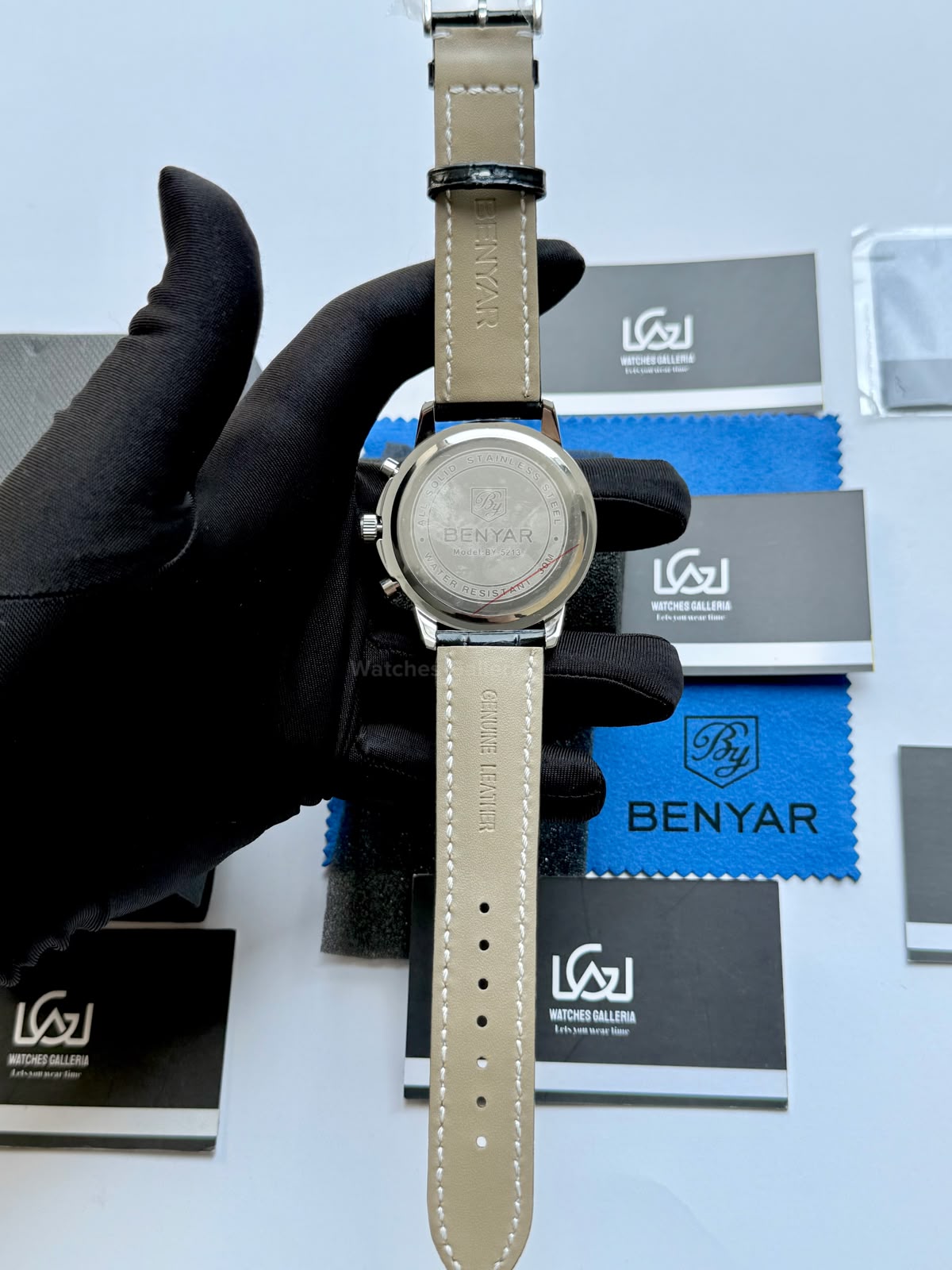 Benyar BY5213 Black Purple Men’s Luxury Quartz Leather Strap Watch – Waterproof Stainless Steel Analog Wrist Watch with Luminous Hands | Original Benyar Pakistan | Watches Galleria