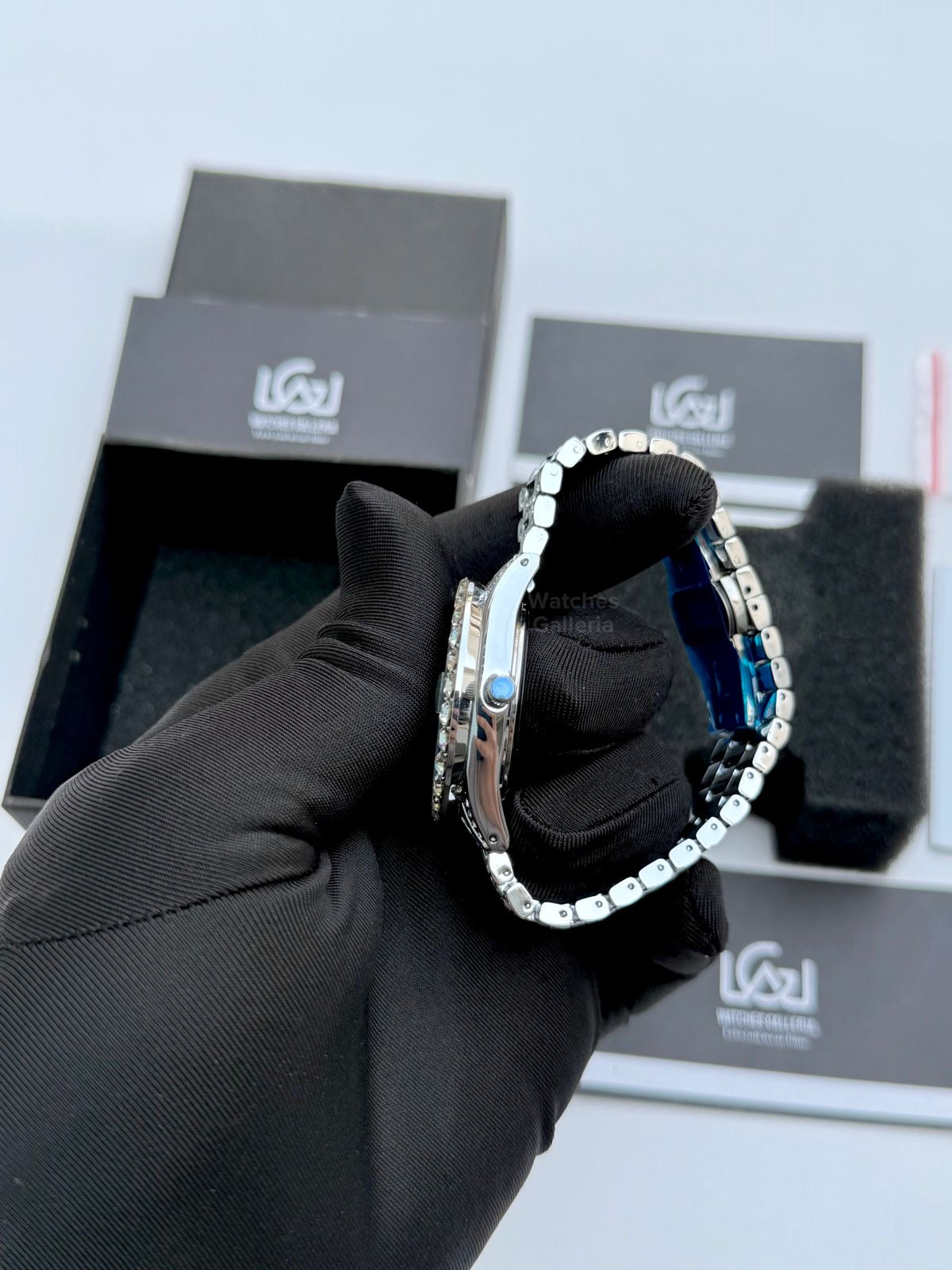 Miss fox 3035 Iced Out Royal Oak Ladies Watch Quartz (Silver)