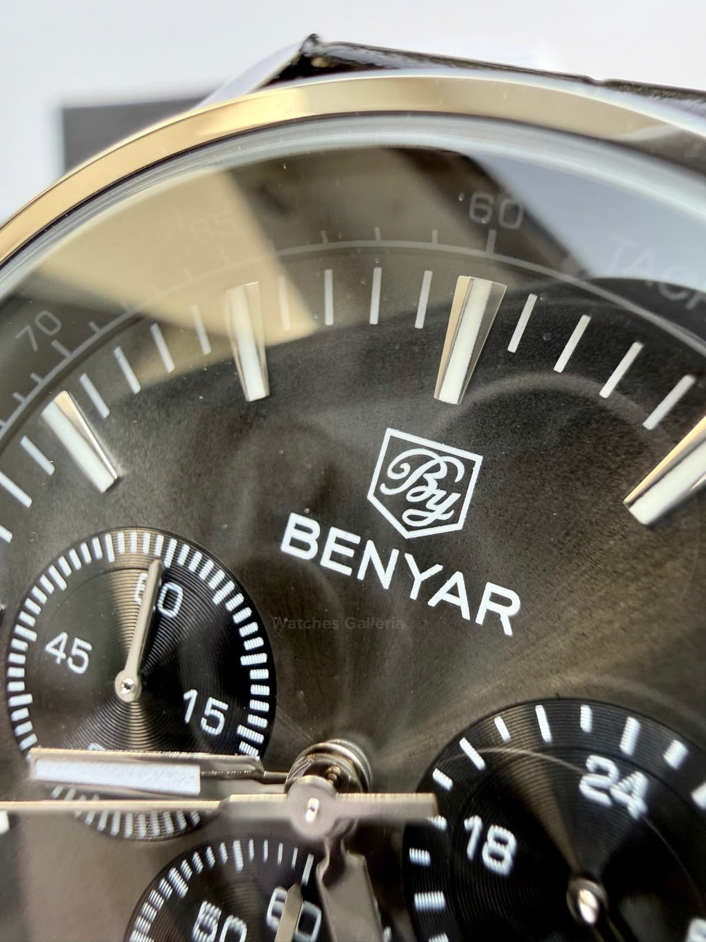 Benyar BY5213 Black Men’s Luxury Quartz Leather Strap Watch – Waterproof Stainless Steel Analog Wrist Watch with Luminous Hands | Original Benyar Pakistan | Watches Galleria