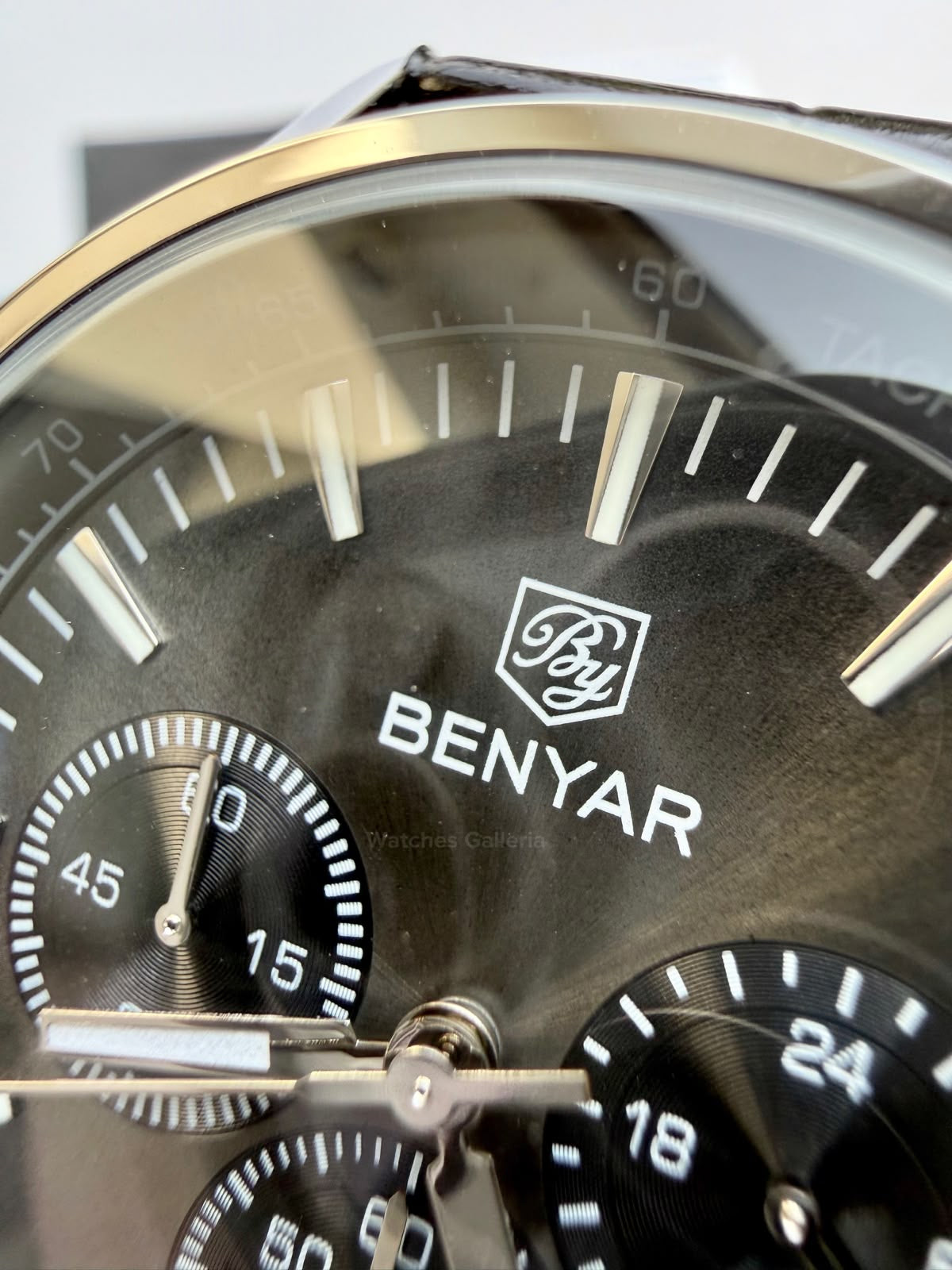 Benyar BY5213 Black Men’s Luxury Quartz Leather Strap Watch – Waterproof Stainless Steel Analog Wrist Watch with Luminous Hands | Original Benyar Pakistan | Watches Galleria