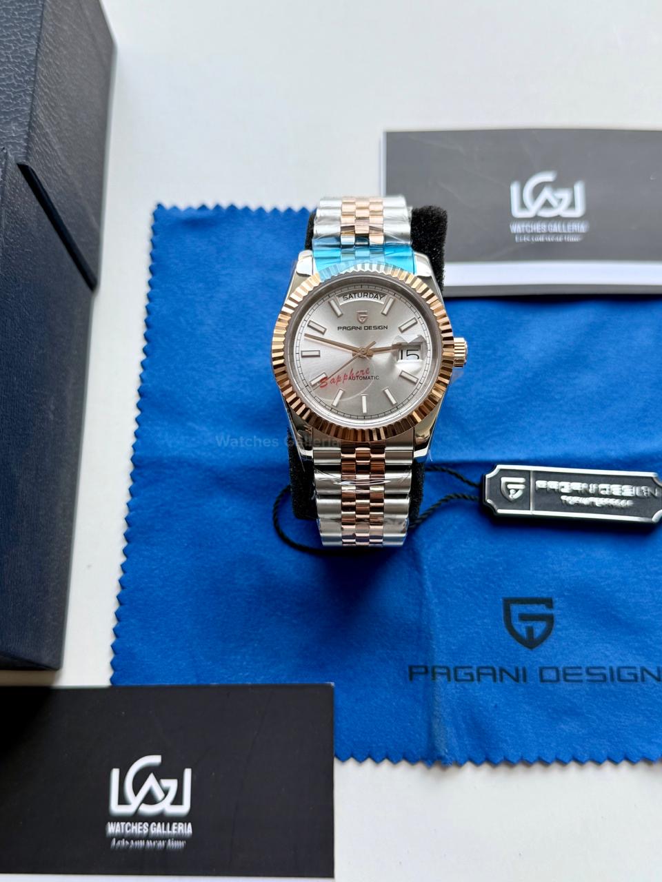 Pagani Design PD1752 Date Day Automatic (Two Tone Silver) New Release Pagani Design in Pakistan