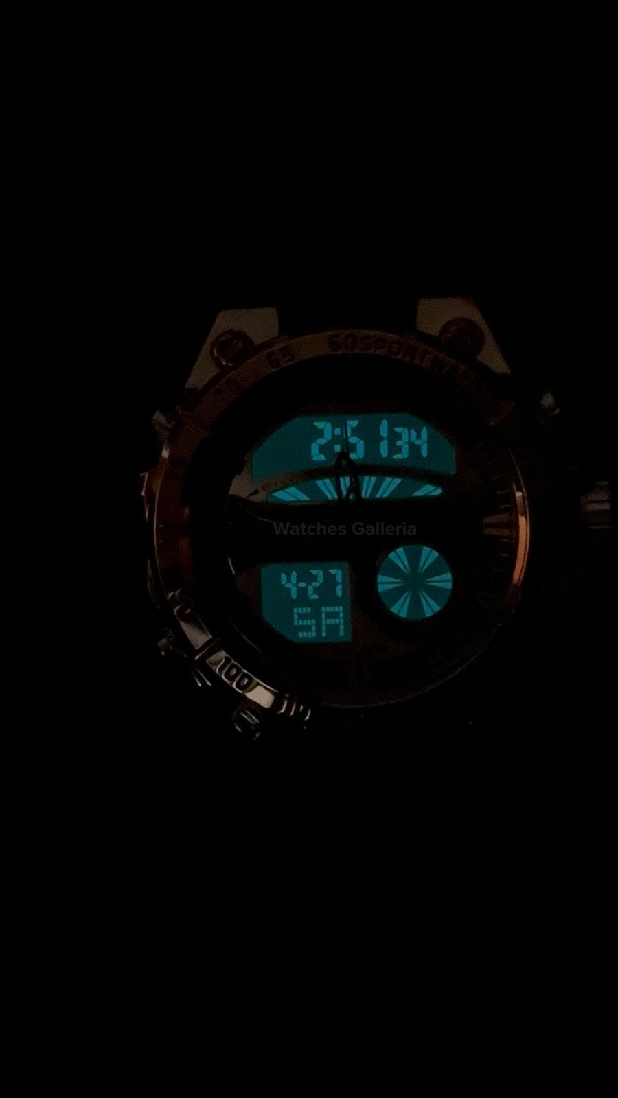 Lige 8922 Sports Watch Rose Gold Black 45mm Dual Display Analog Digital LED Alarm Waterproof 50M Silicone Strap Men’s Watch