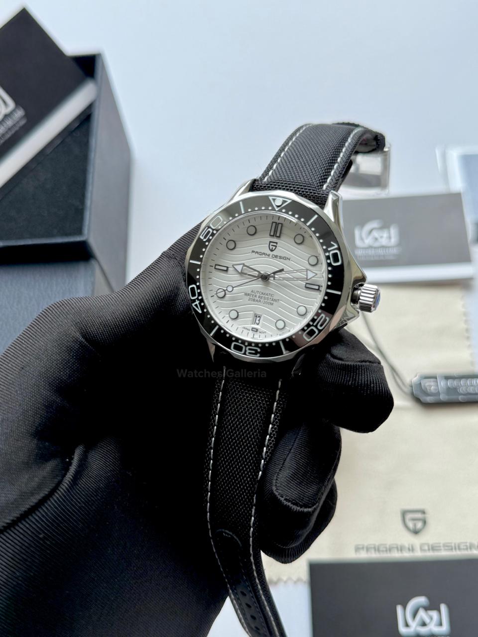 Pagani Design PD1685 Seamaster Diver White Automatic Watch – 200M Sapphire Crystal NH35A/Miyota Luxury Dive Watch in Pakistan | Watches Galleria