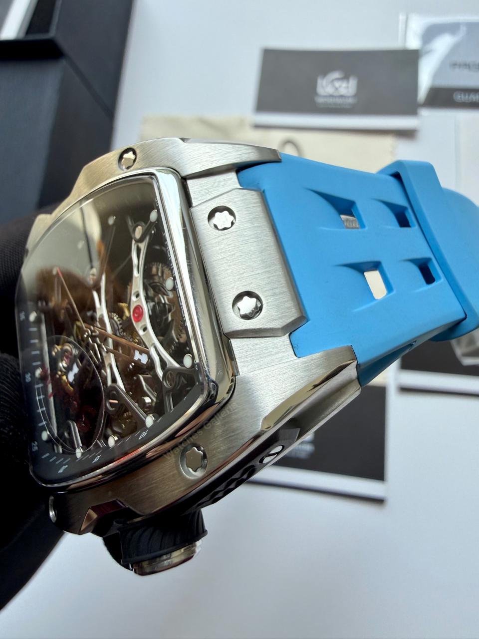 Pagani Design PDYS018 Ice Blue Tonneau Skeleton Silver Ice Blue Automatic Watch | Sapphire Crystal | SX5021 Movement | 50M Waterproof | Pakistan