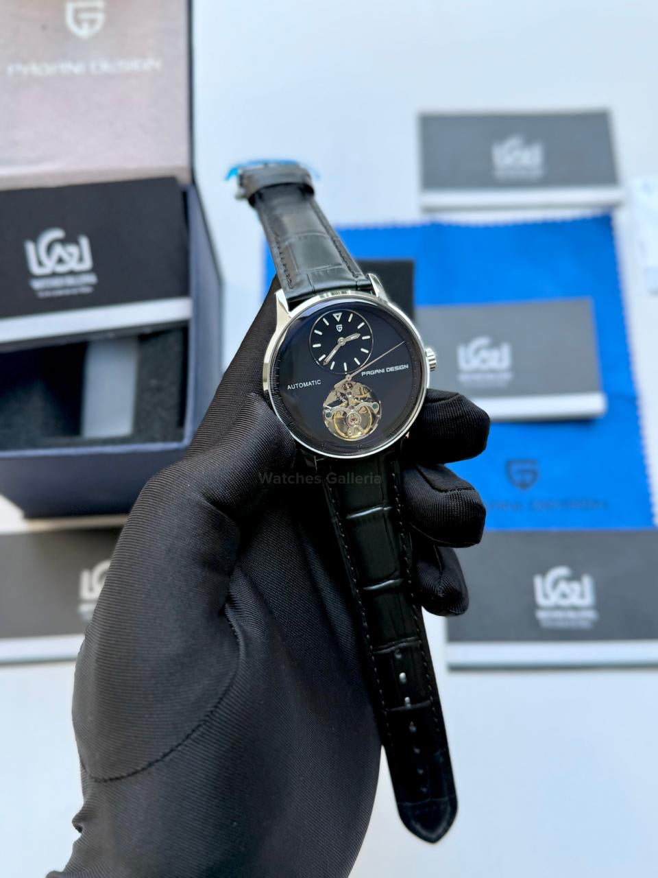 Pagani Design PD1796 Tourbillon Black in Pakistan – Luxury Automatic Mechanical Men’s Watch with Sapphire Crystal & Exhibition Back