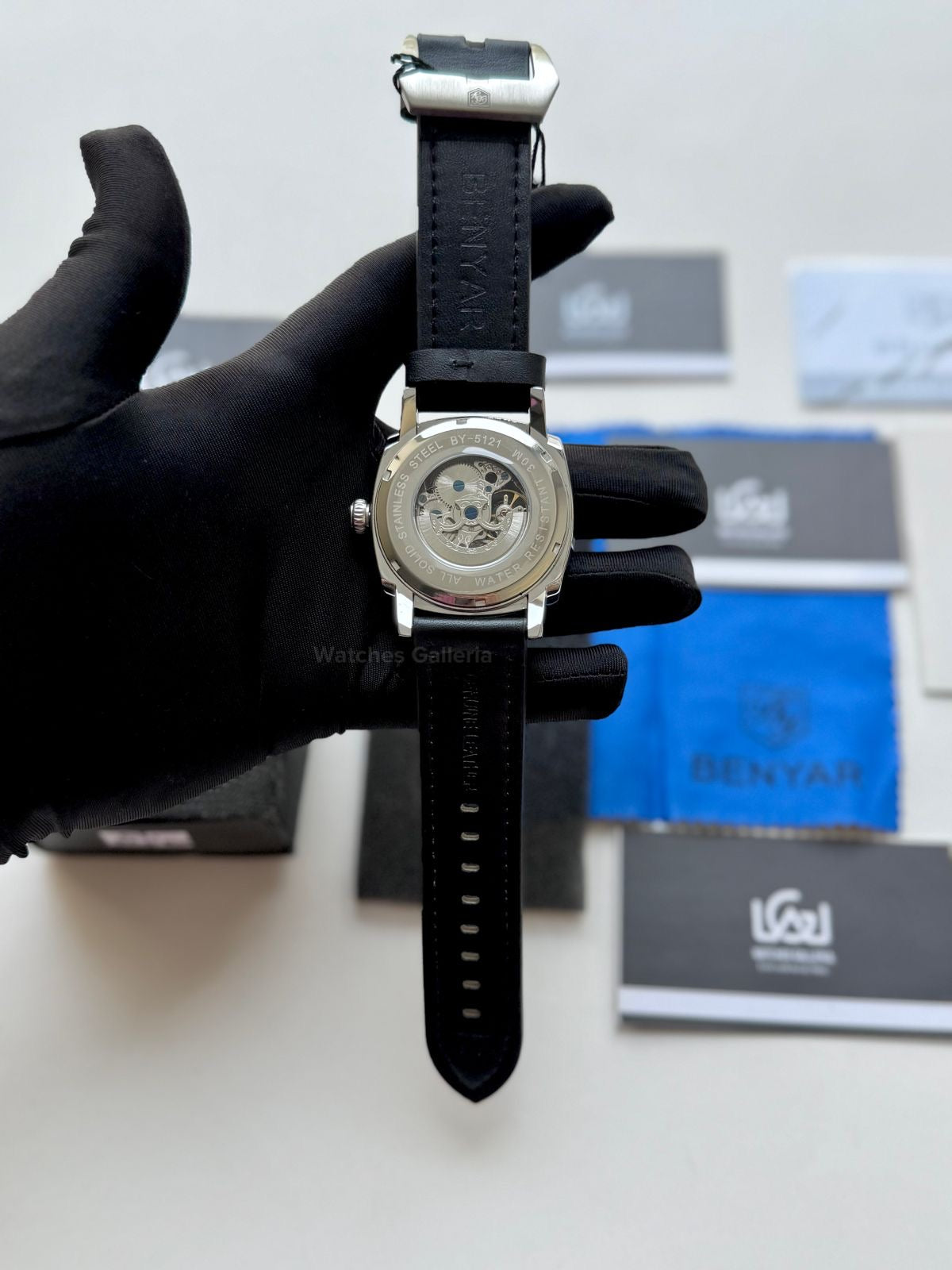 Benyar BY5121 Skeleton Automatic Watch (Silver Black) Benyar in Pakistan