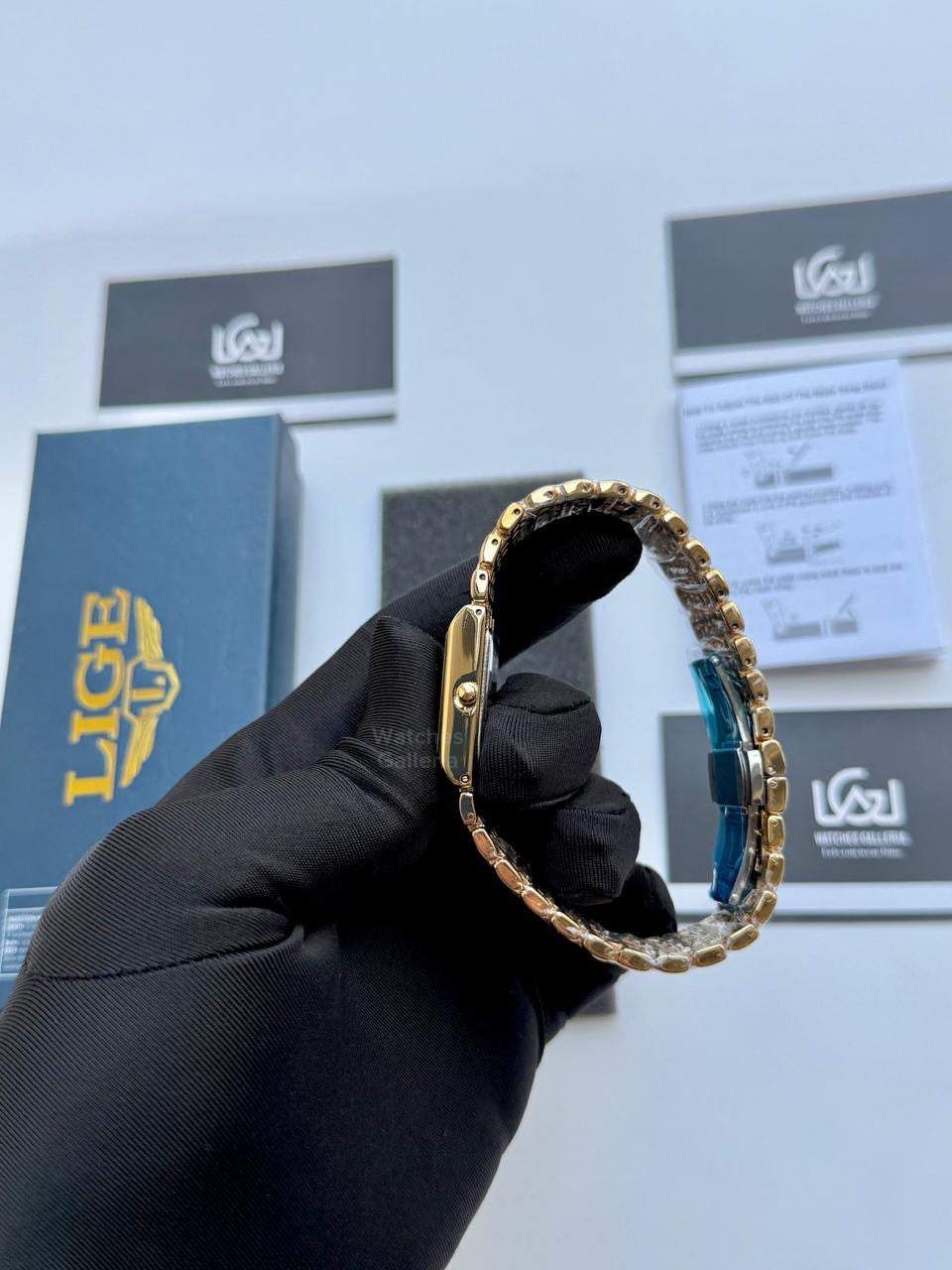 Lige 89156 Tank Women Watch Quartz (Gold/Black) Lige Women Watch